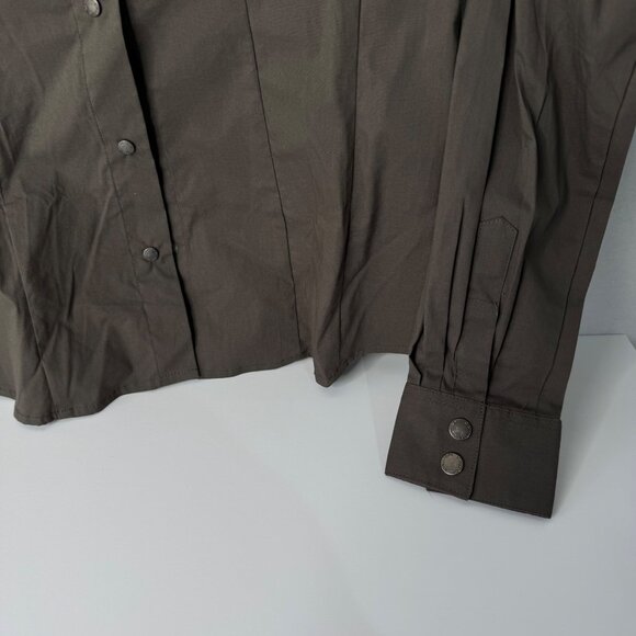 Calliope Womens Dark Olive Long Sleeve Button-Up Shirt XL Cotton Blend - Picture 4 of 15